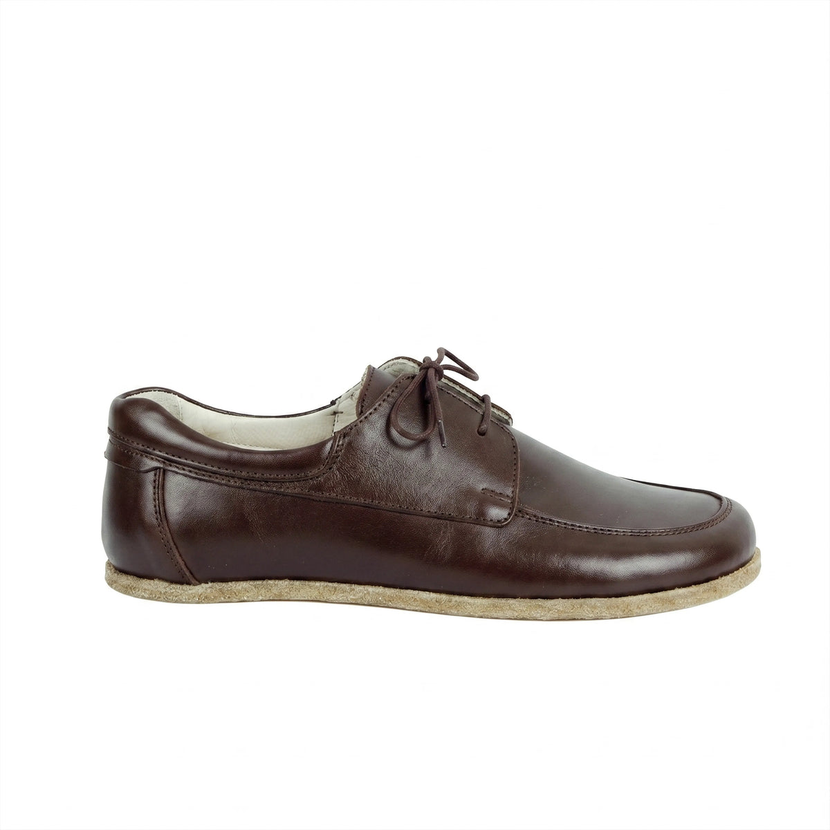 Smooth Barefoot Laces Penny Loafer Shoes – Classic Sole — Leather Sole – Dark Brown