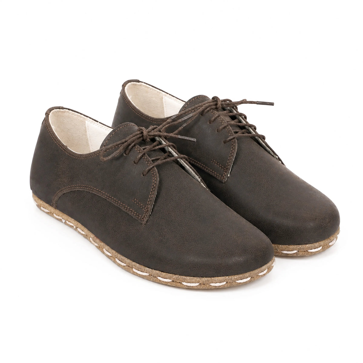 Crazy Barefoot Oxford Shoes — Leather Sole – Dark Brown