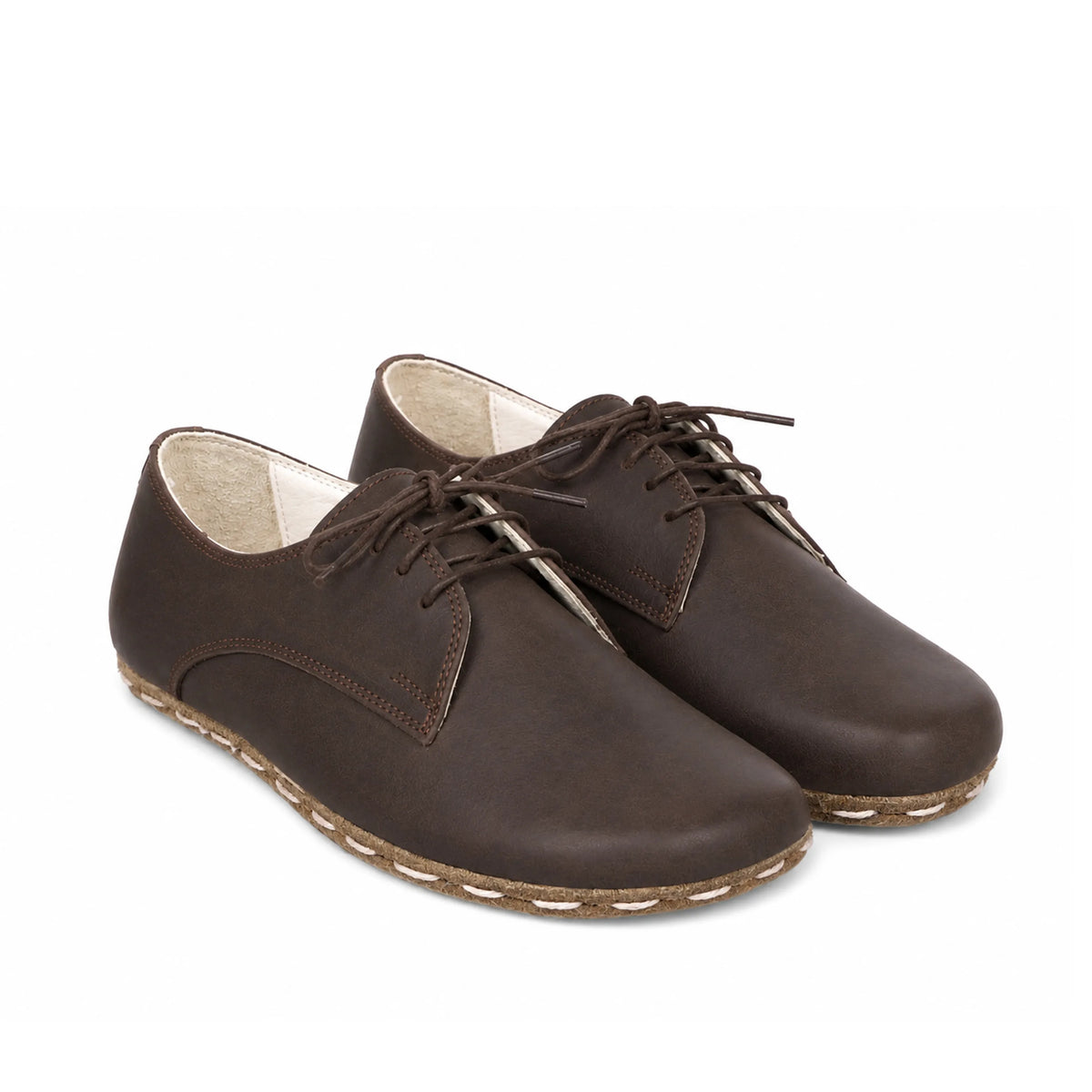 Smooth Barefoot Oxford Shoes — Leather Sole – Dark Brown
