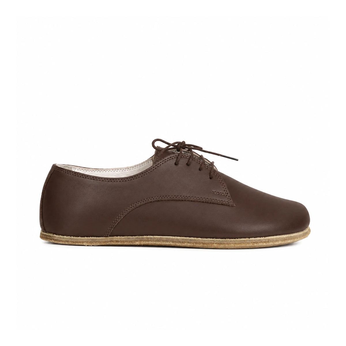 Smooth Barefoot Oxford Shoes – Classic Sole — Leather Sole – Dark Brown