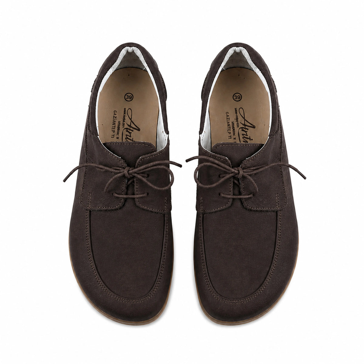Crazy Barefoot Laces Penny Loafer Shoes – Rubber Sole – Dark Brown