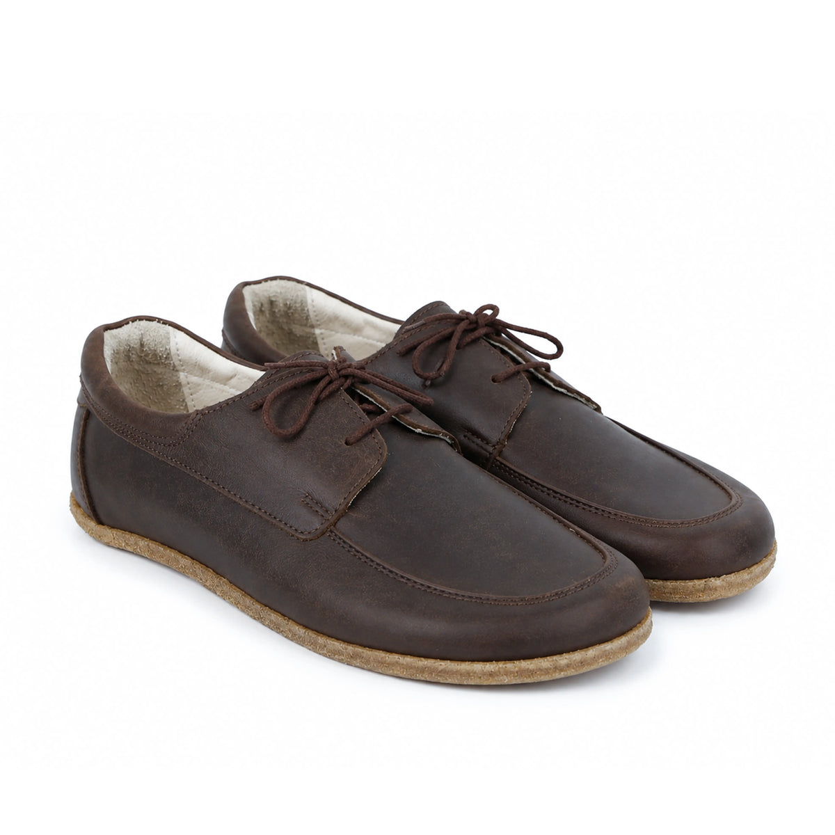 Crazy Barefoot Laces Penny Loafer Shoes – Classic Sole — Leather Sole – Dark Brown