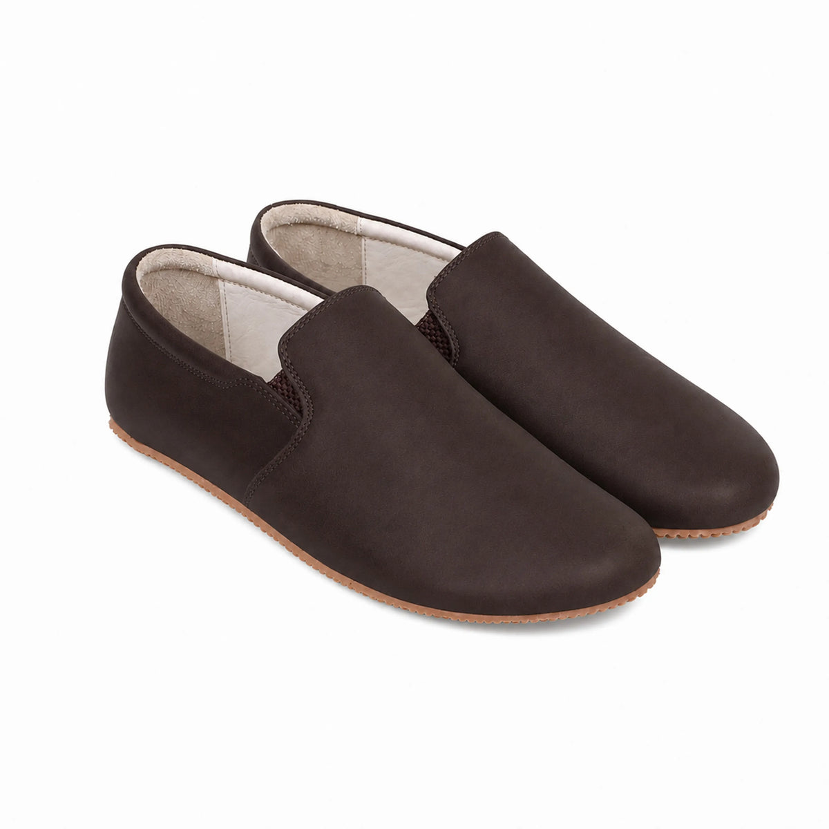 Smooth Barefoot Slip-On Shoes – Rubber Sole – Dark Brown