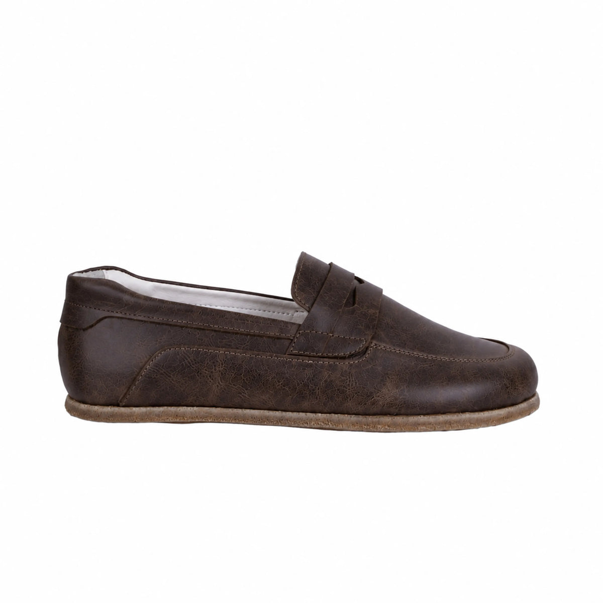 Crazy Barefoot Penny Loafer Shoes – Classic Sole — Leather Sole – Dark Brown