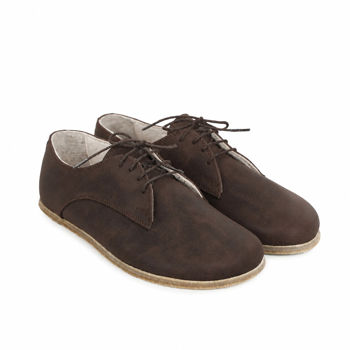 Crazy Barefoot Oxford Shoes — Leather Sole – Dark Brown