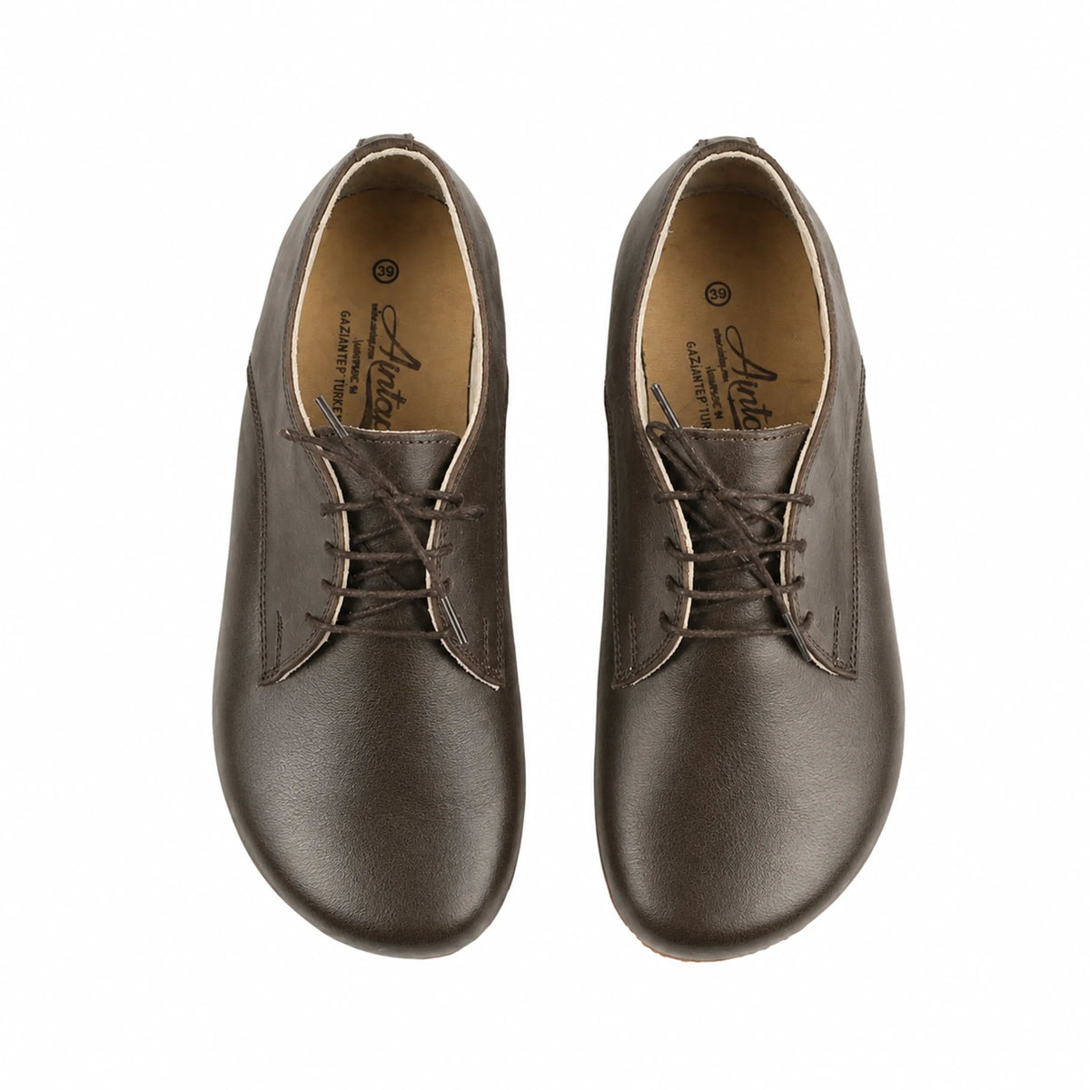 Smooth Barefoot Oxford Shoes – Rubber Sole – Dark Brown