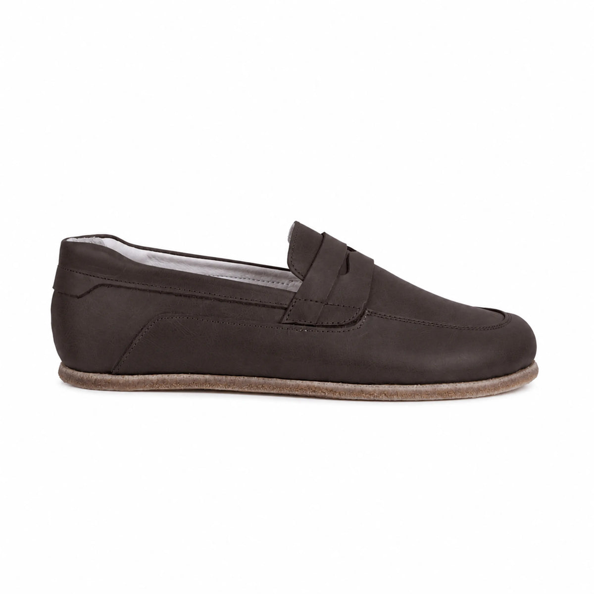 Smooth Barefoot Penny Loafer Shoes – Classic Sole — Leather Sole – Dark Brown