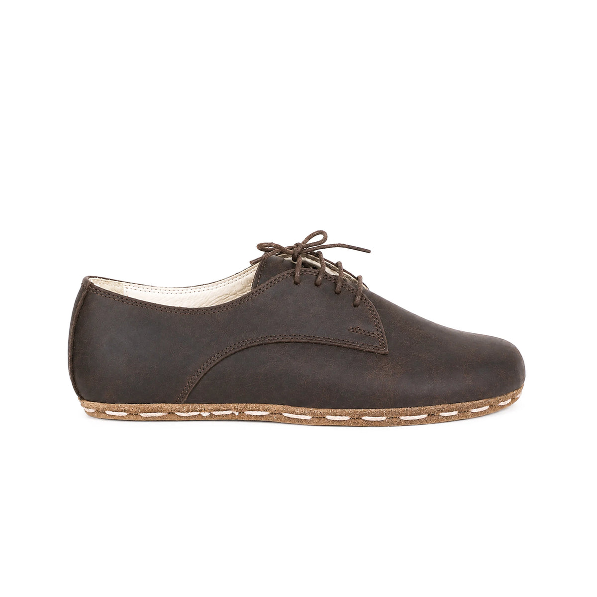 Crazy Barefoot Oxford Shoes — Leather Sole – Dark Brown