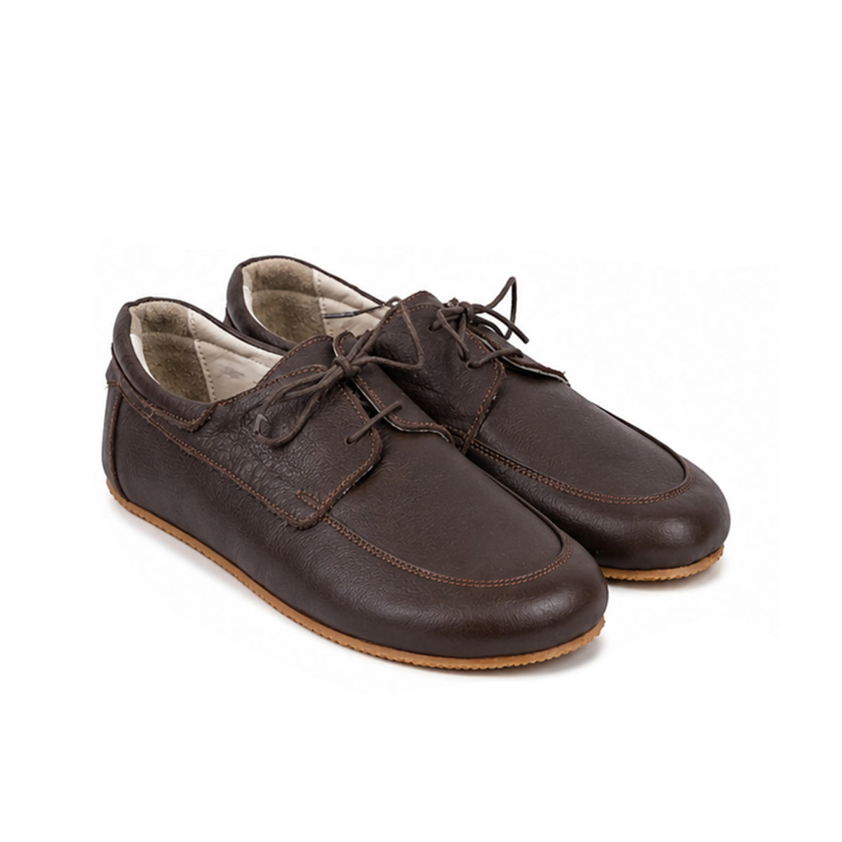 Smooth Barefoot Laces Penny Loafer Shoes – Rubber Sole – Dark Brown
