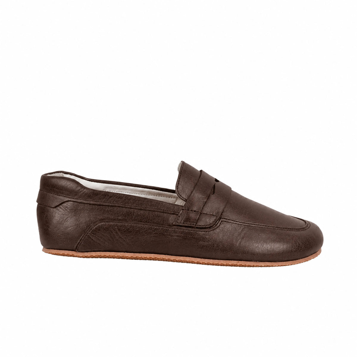 Smooth Barefoot Penny Loafer Shoes – Rubber Sole – Dark Brown