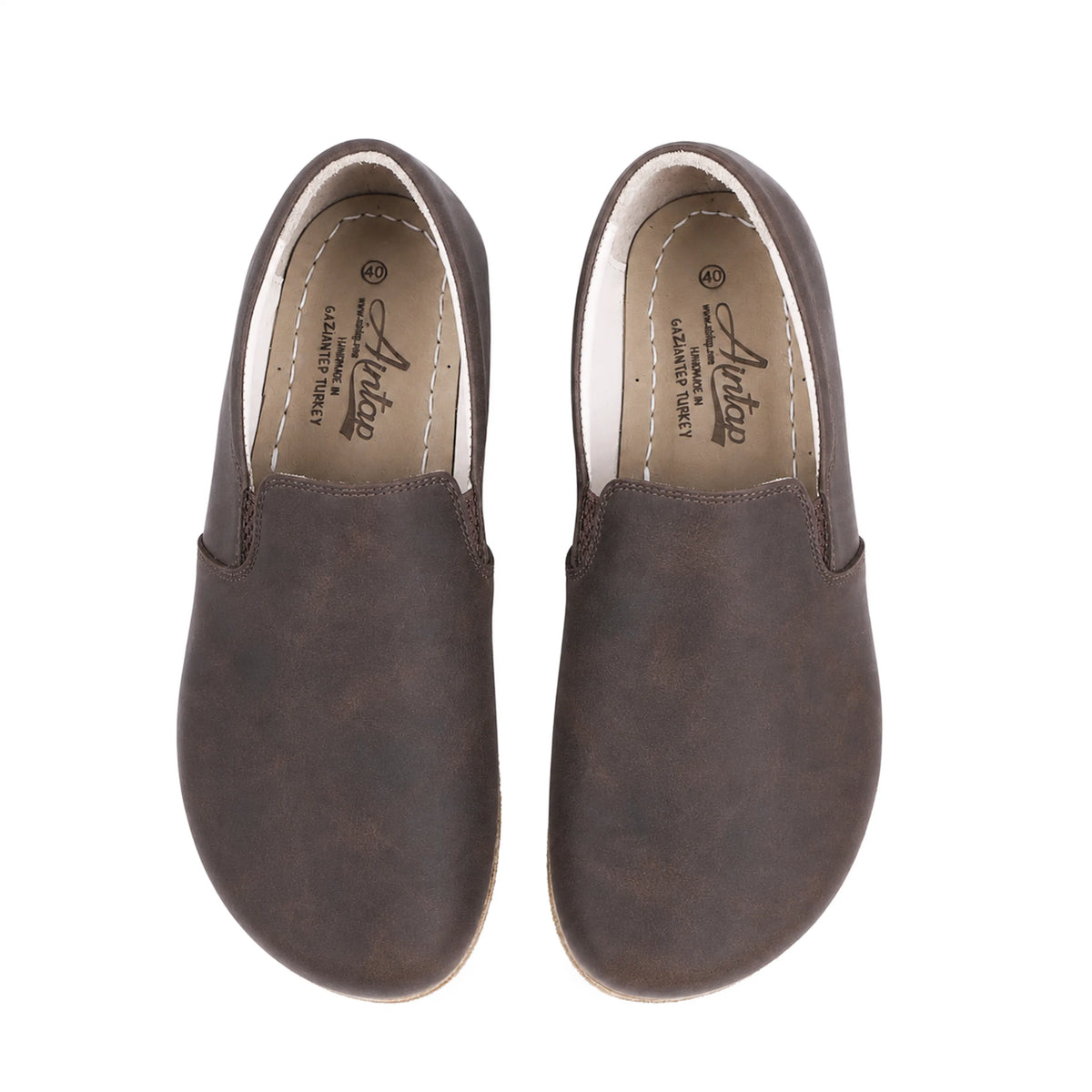 Crazy Barefoot Slip-On Shoes – Classic Sole — Leather Sole – Dark Brown