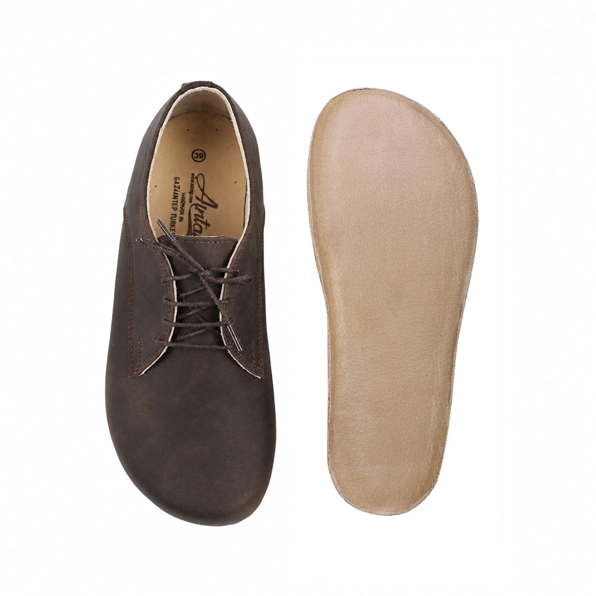 Crazy Barefoot Oxford Shoes – Classic Sole — Leather Sole – Dark Brown