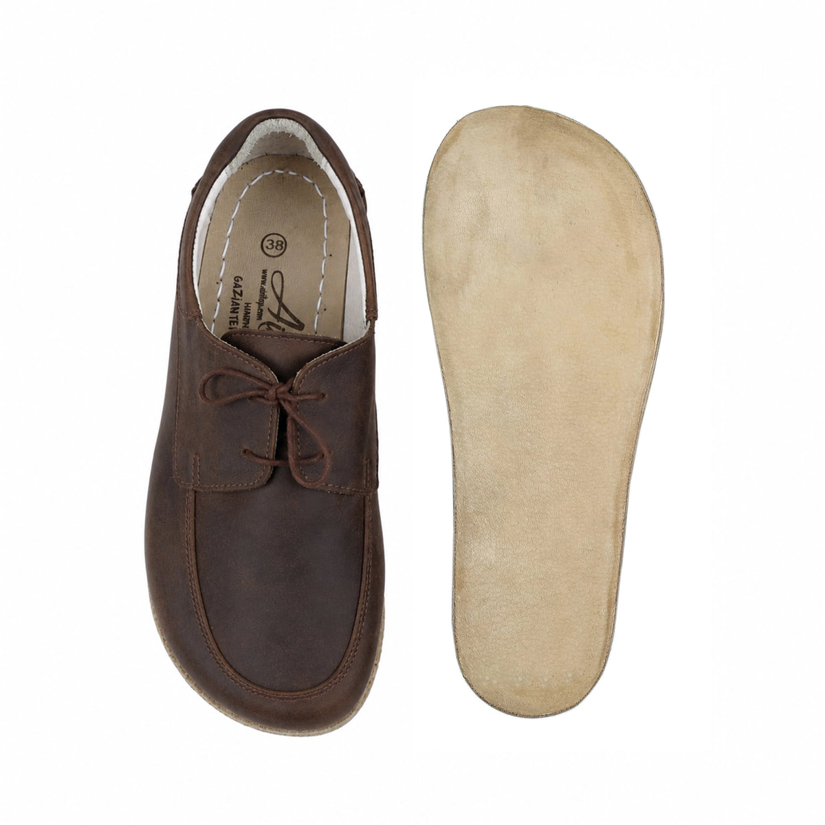Crazy Barefoot Laces Penny Loafer Shoes – Classic Sole — Leather Sole – Dark Brown