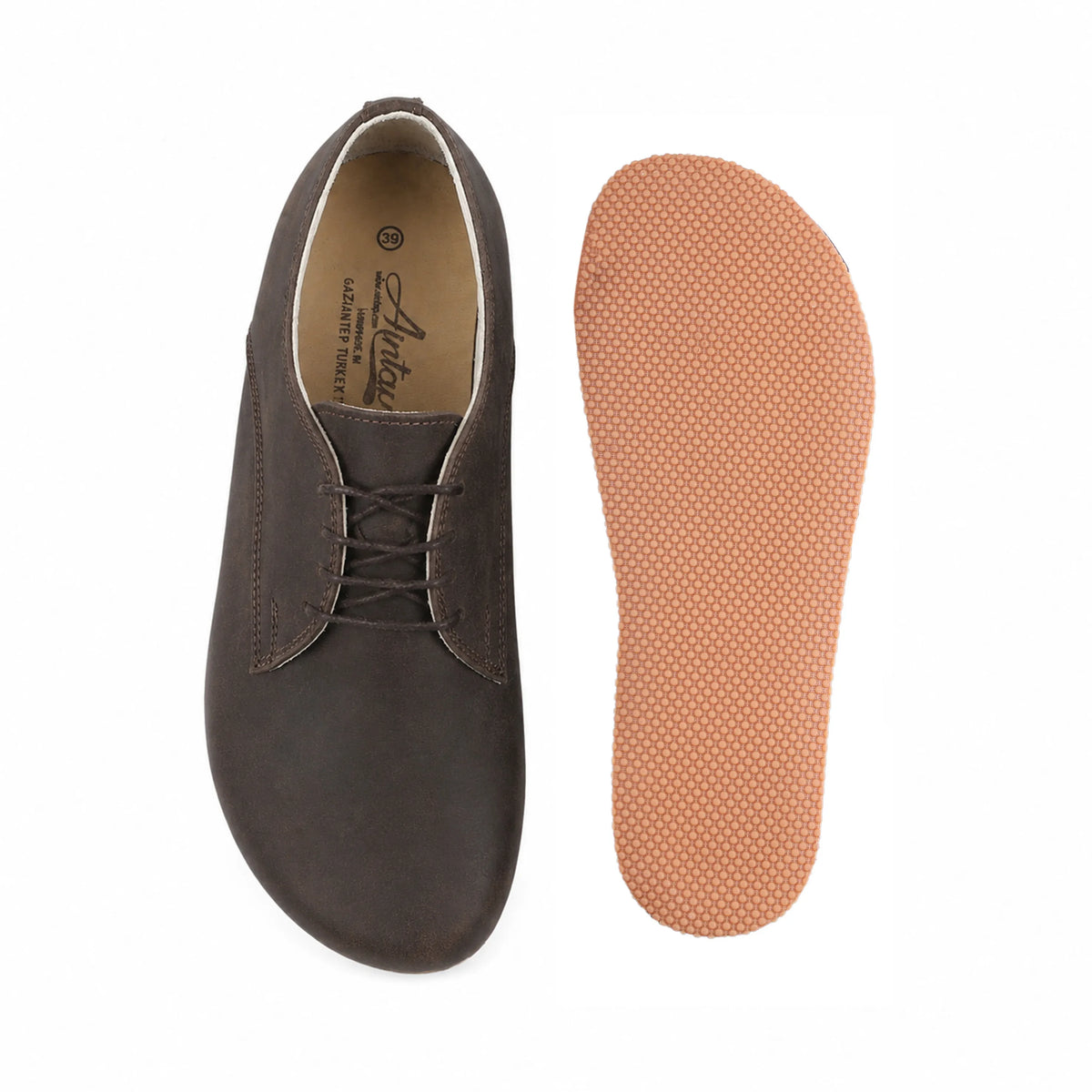 Crazy Barefoot Oxford Shoes – Rubber Sole – Dark Brown