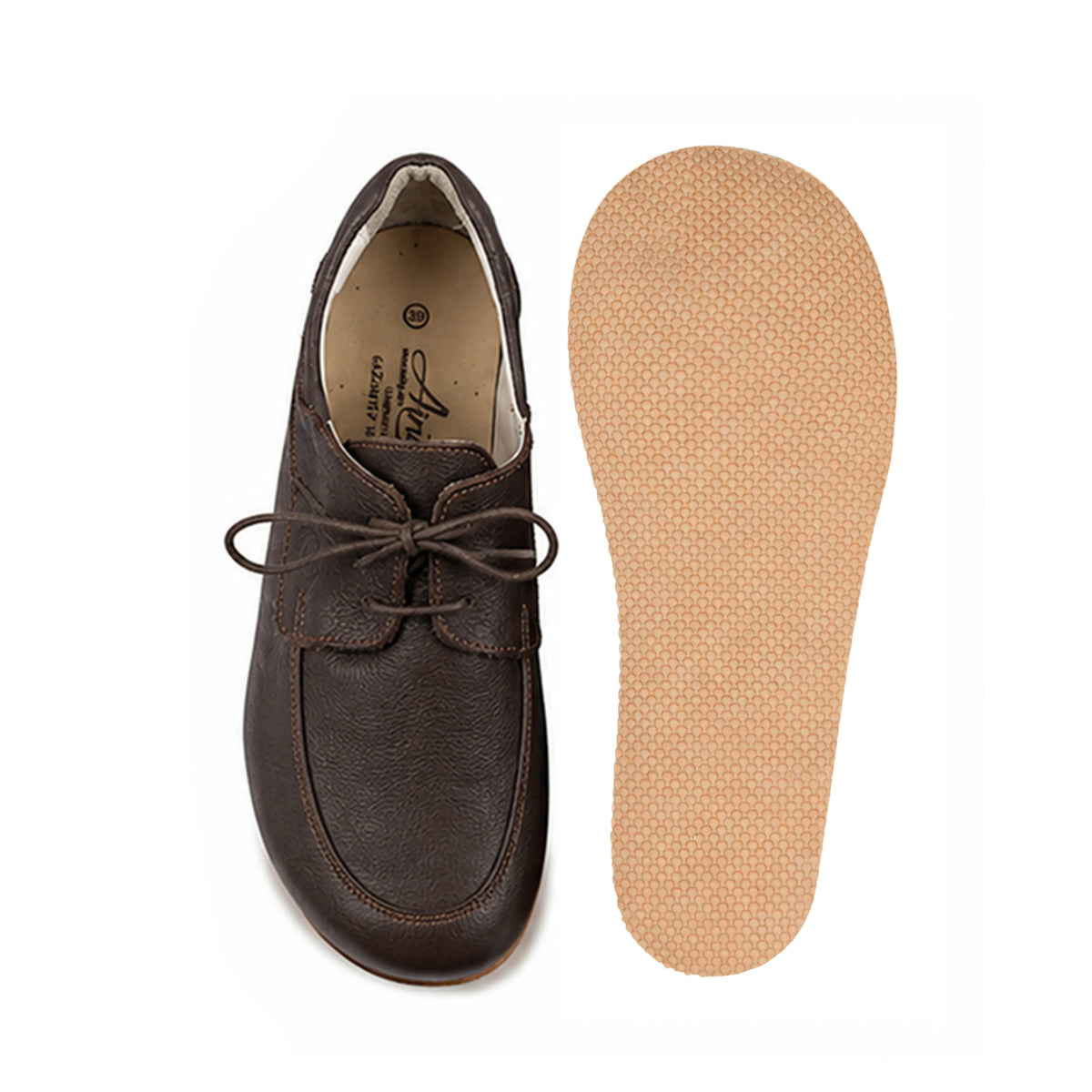 Smooth Barefoot Laces Penny Loafer Shoes – Rubber Sole – Dark Brown