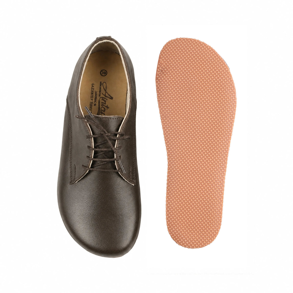 Smooth Barefoot Oxford Shoes – Rubber Sole – Dark Brown