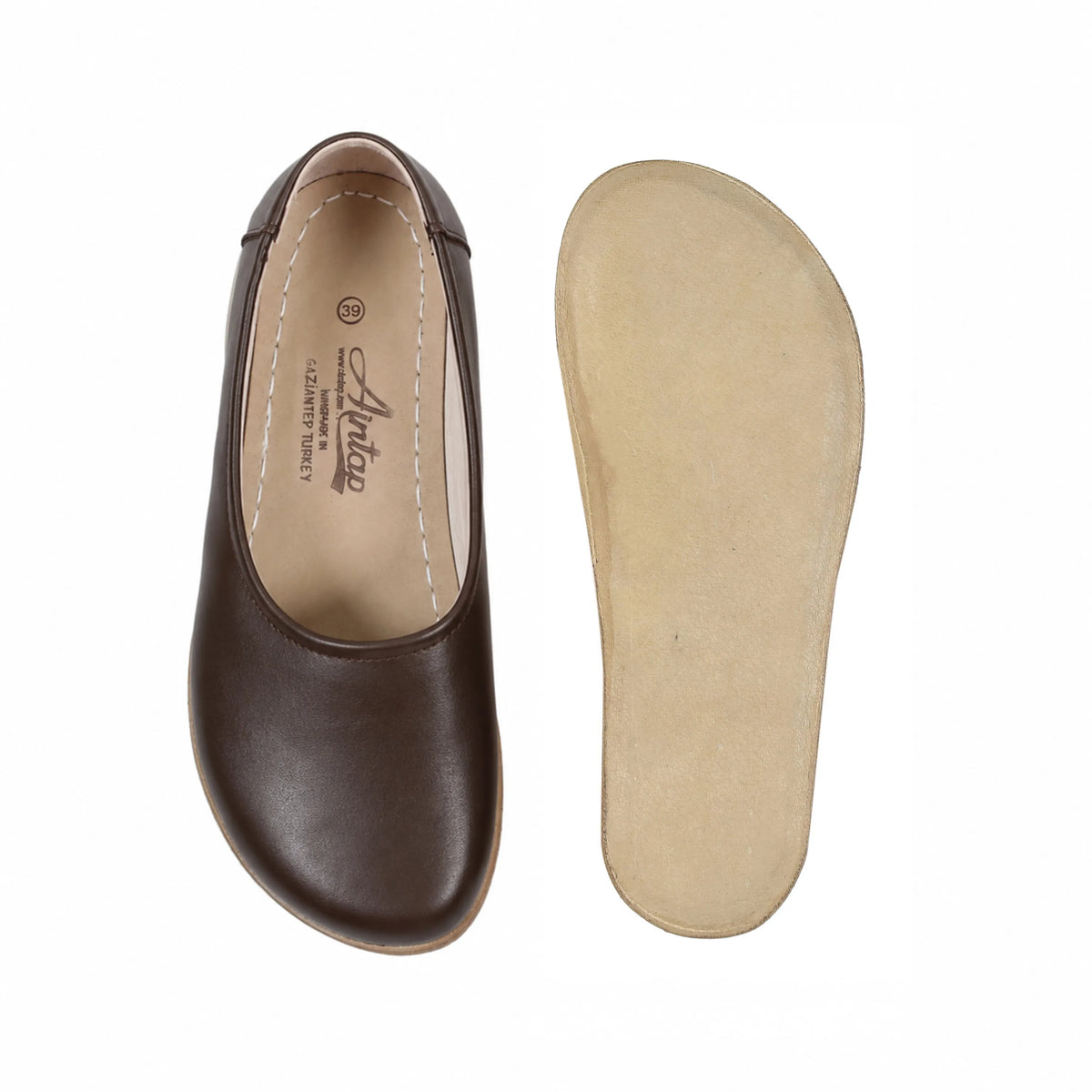 Smooth Barefoot Ballet Shoes – Classic Sole — Leather Sole – Dark Brown