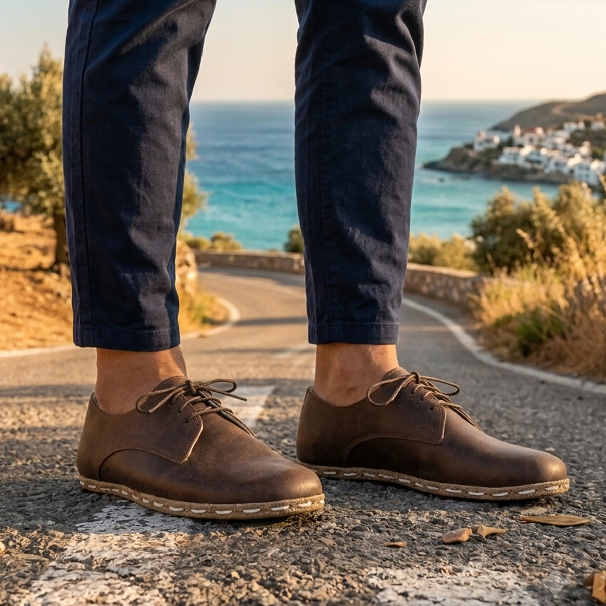 Crazy Barefoot Oxford Shoes — Leather Sole – Dark Brown