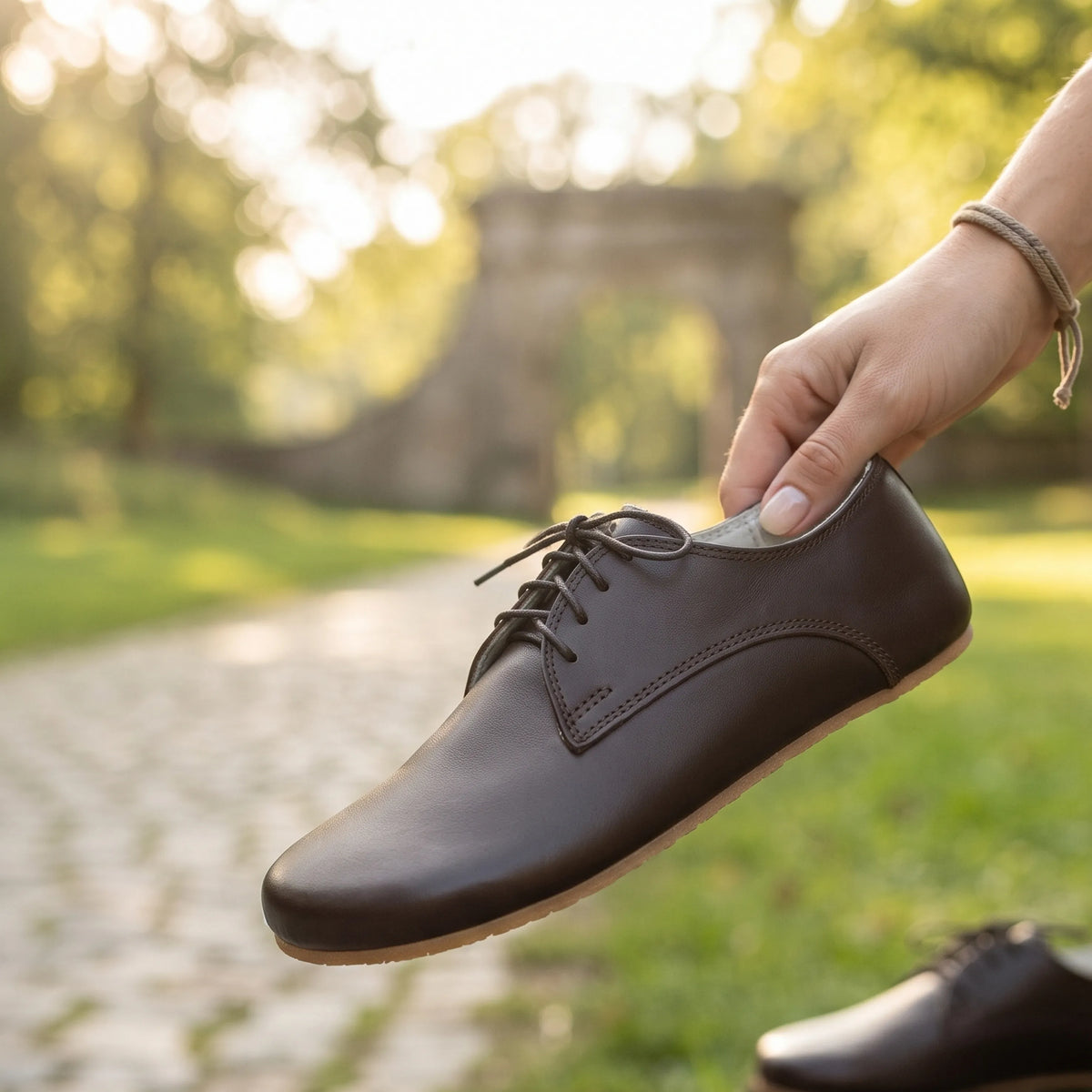 Smooth Barefoot Oxford Shoes – Rubber Sole – Dark Brown