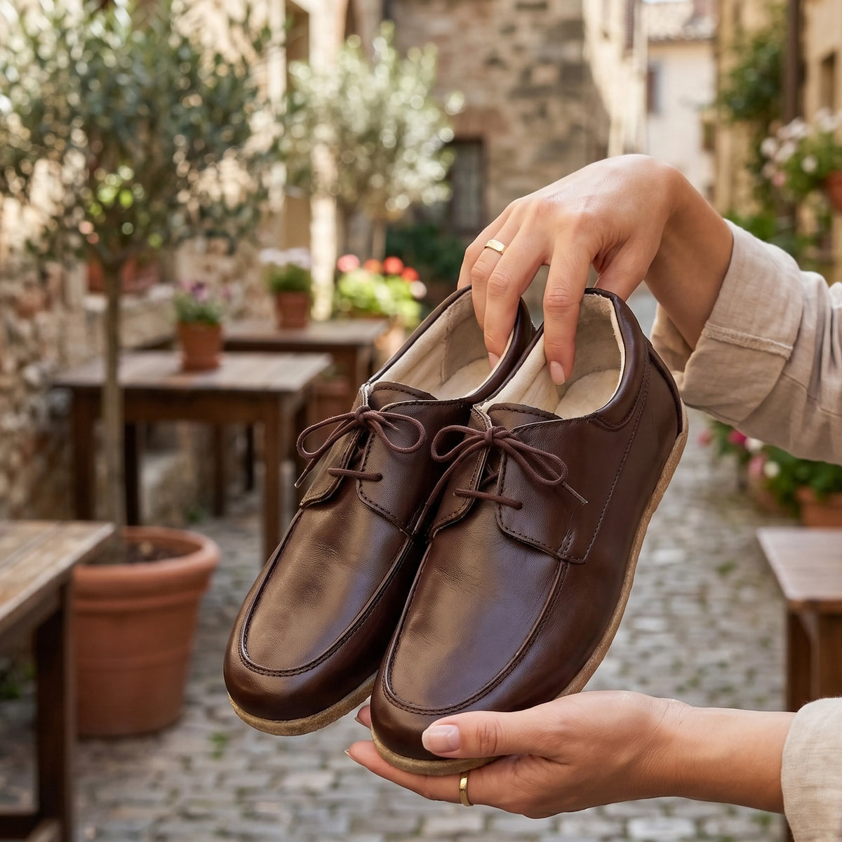 Smooth Barefoot Laces Penny Loafer Shoes – Classic Sole — Leather Sole – Dark Brown