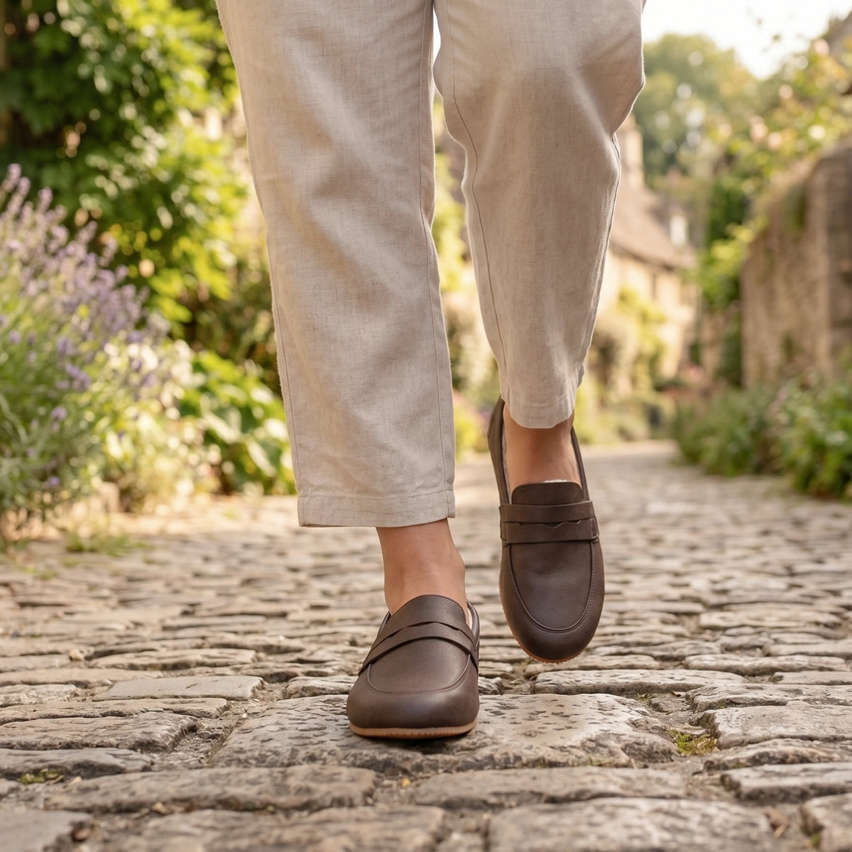Crazy Barefoot Penny Loafer Shoes – Rubber Sole – Dark Brown
