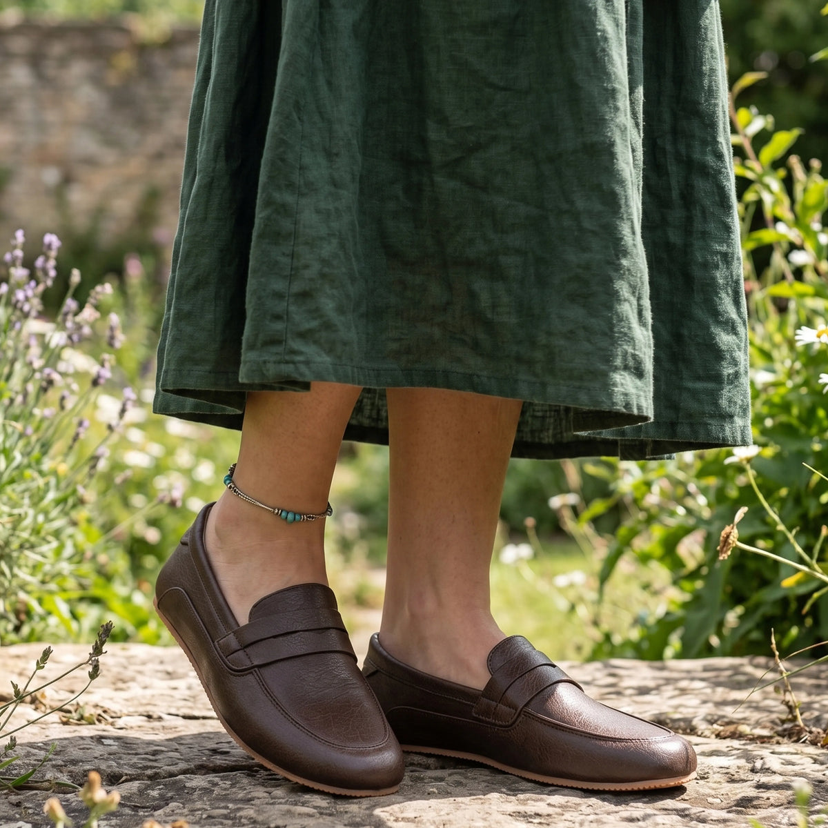 Smooth Barefoot Penny Loafer Shoes – Rubber Sole – Dark Brown