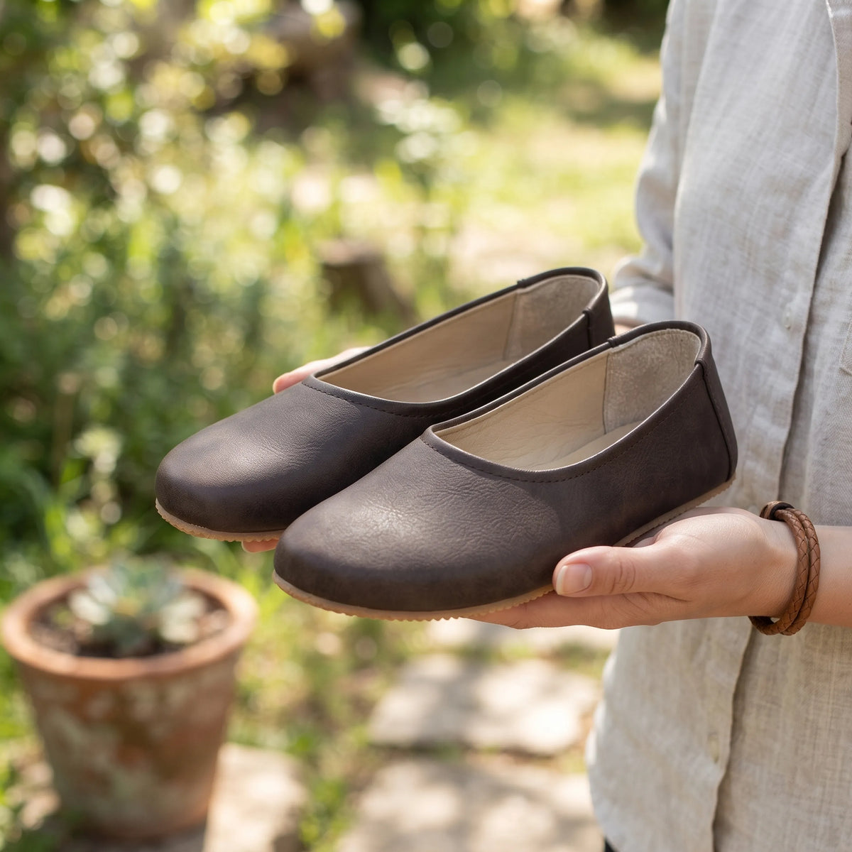 Crazy Barefoot Ballet Shoes – Rubber Sole – Dark Brown