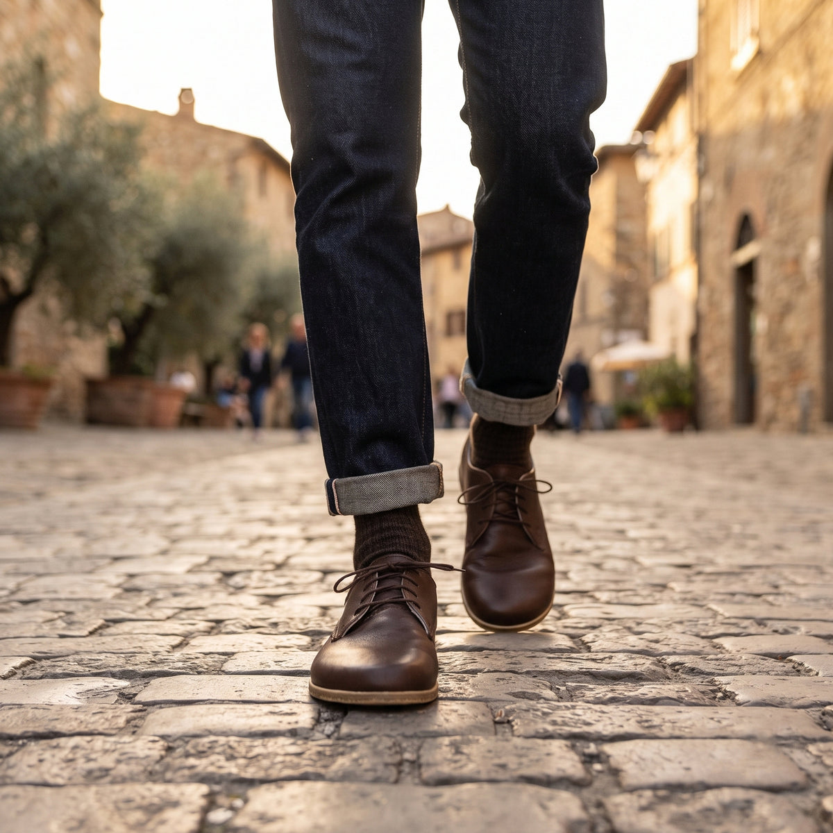 Smooth Barefoot Oxford Shoes – Classic Sole — Leather Sole – Dark Brown