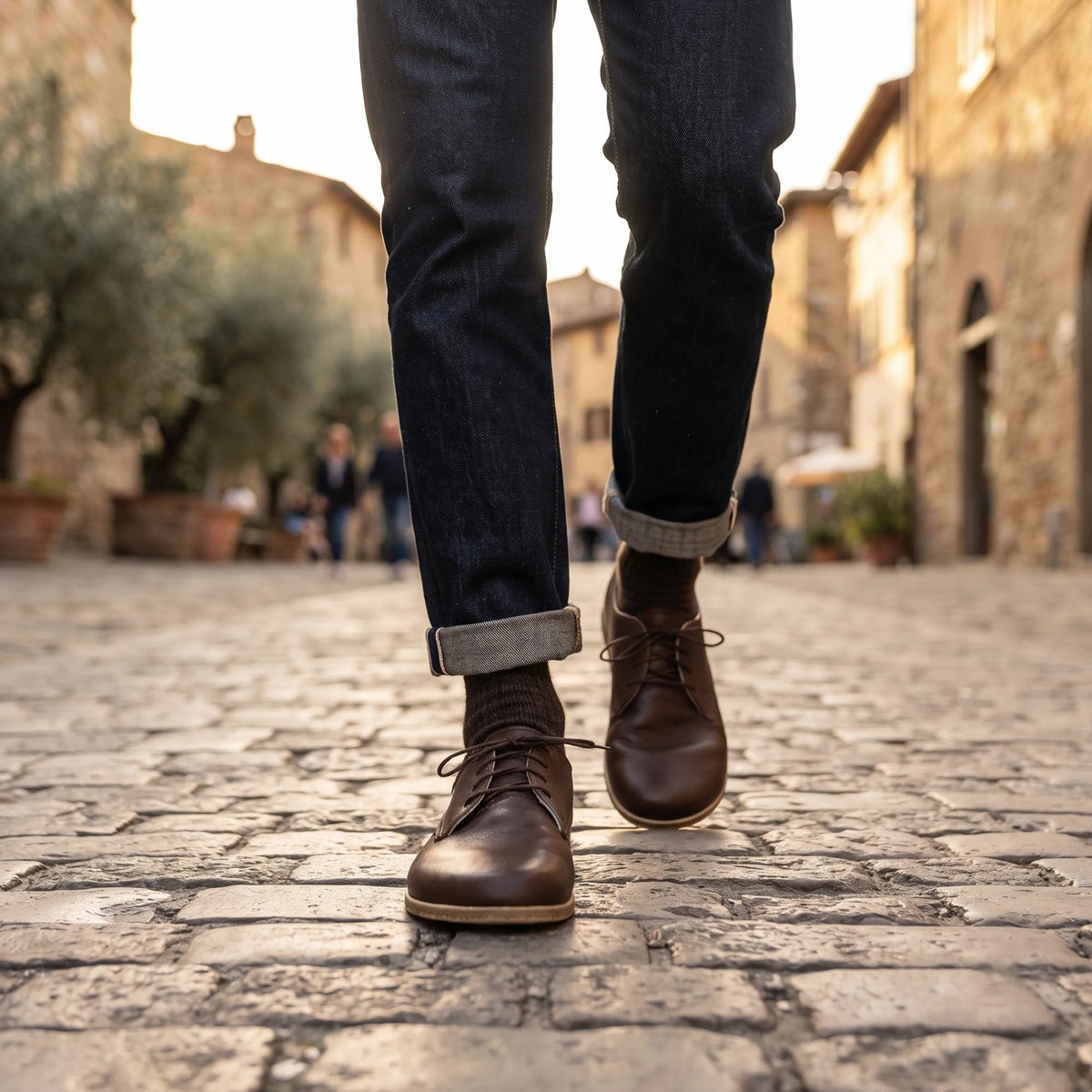 Smooth Barefoot Oxford Shoes – Classic Sole — Leather Sole – Dark Brown