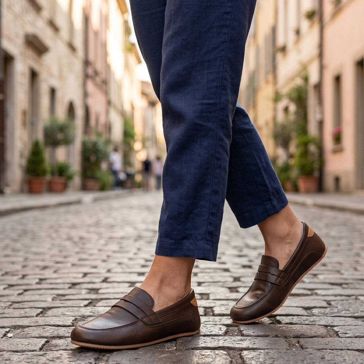 Smooth Barefoot Penny Loafer Shoes – Rubber Sole – Dark Brown