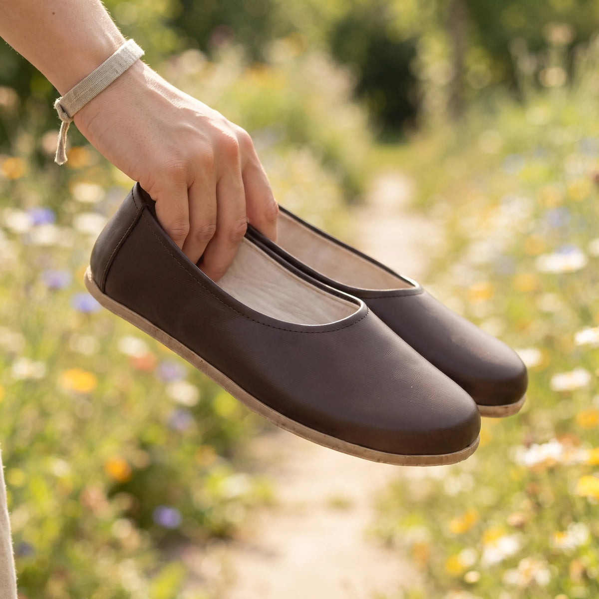 Smooth Barefoot Ballet Shoes – Classic Sole — Leather Sole – Dark Brown