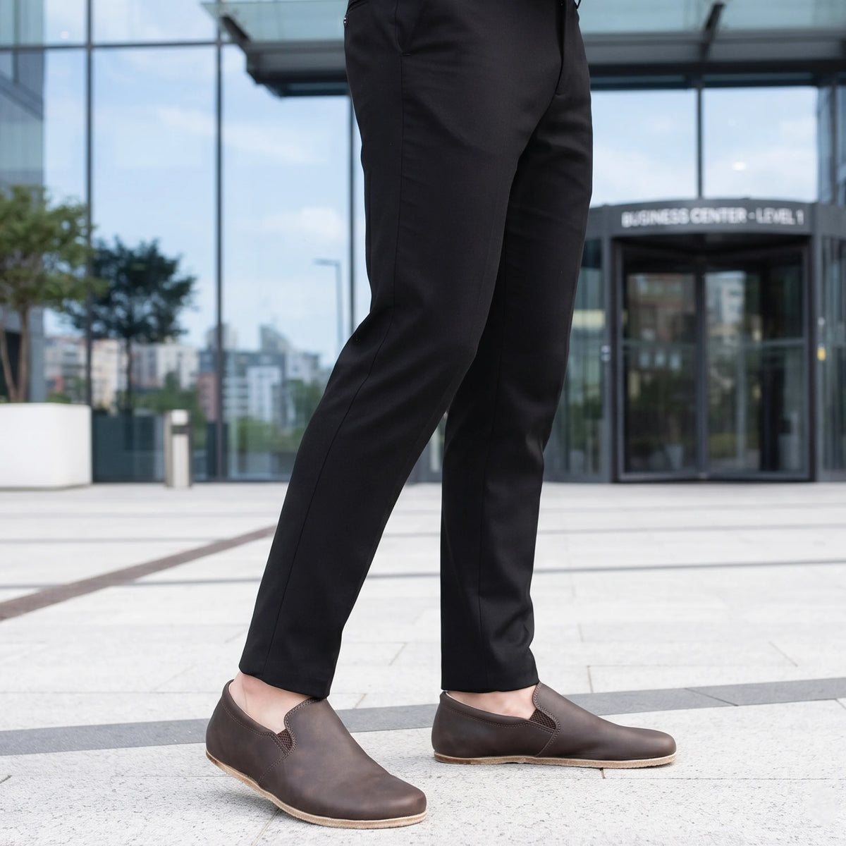 Crazy Barefoot Slip-On Shoes – Classic Sole — Leather Sole – Dark Brown