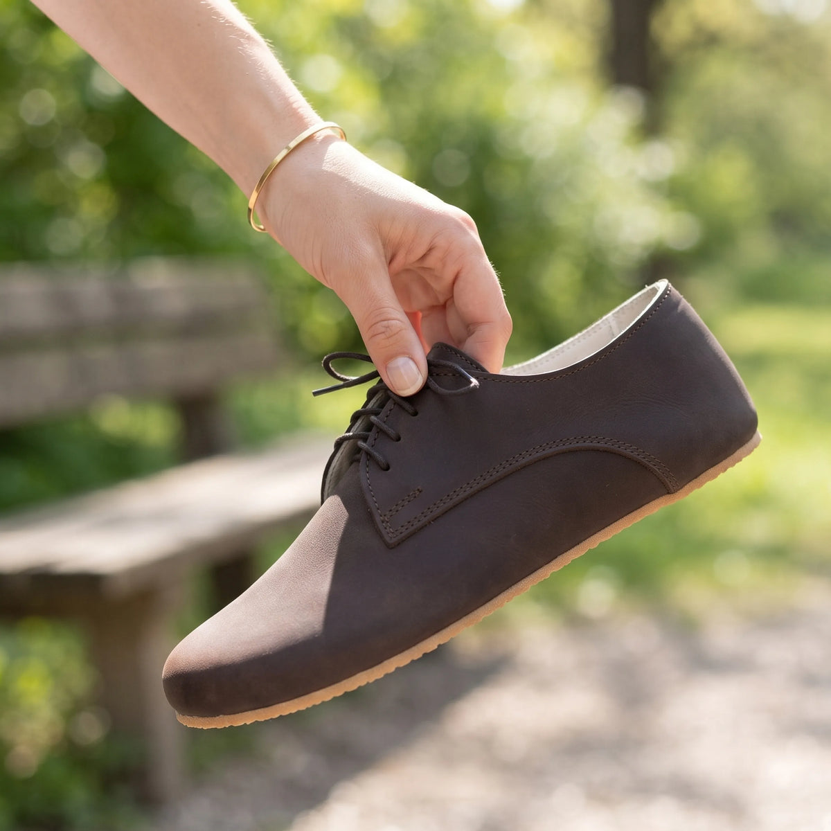 Crazy Barefoot Oxford Shoes – Rubber Sole – Dark Brown