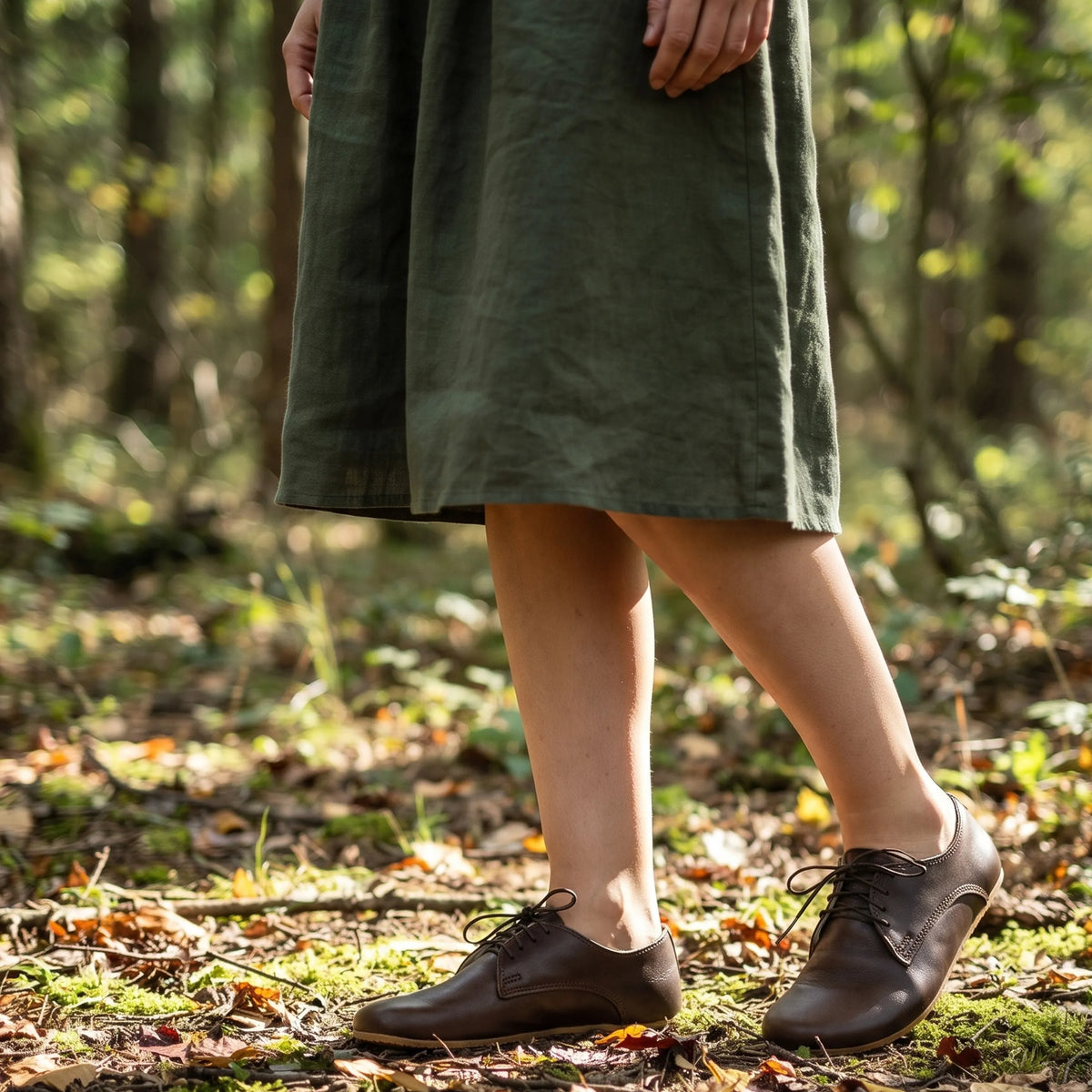 Smooth Barefoot Oxford Shoes – Rubber Sole – Dark Brown