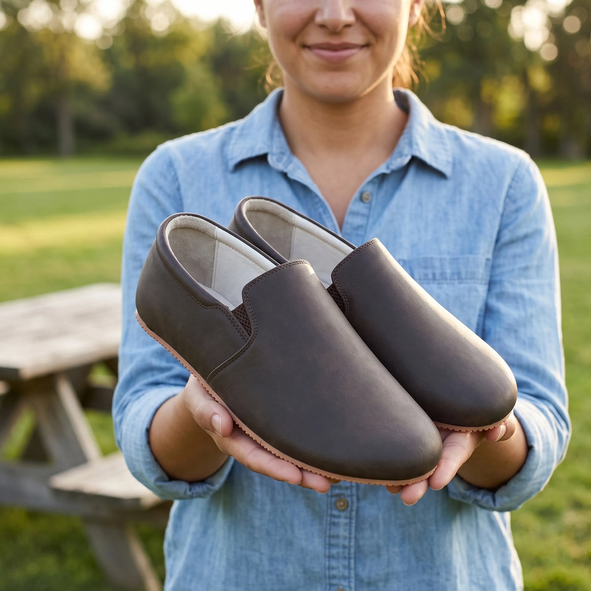 Crazy Barefoot Slip-On Shoes – Rubber Sole – Dark Brown