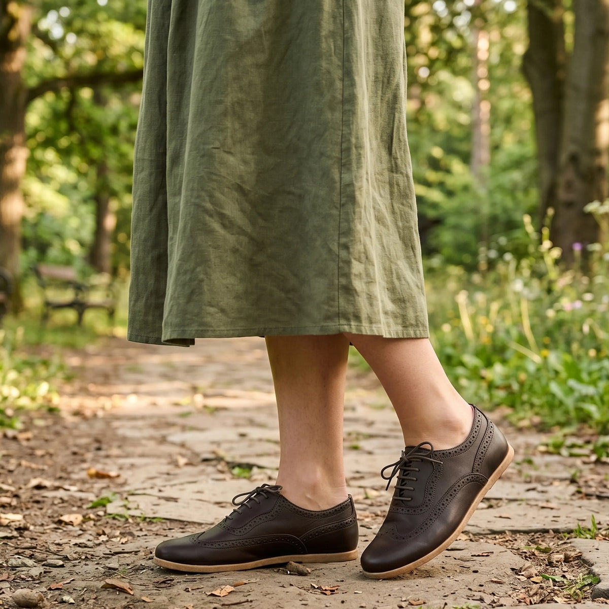 Smooth Barefoot Moccasin Shoes – Classic Sole — Leather Sole – Dark Brown