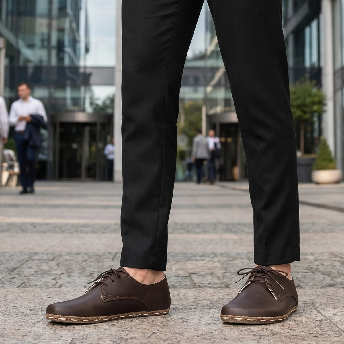 Smooth Barefoot Oxford Shoes — Leather Sole – Dark Brown