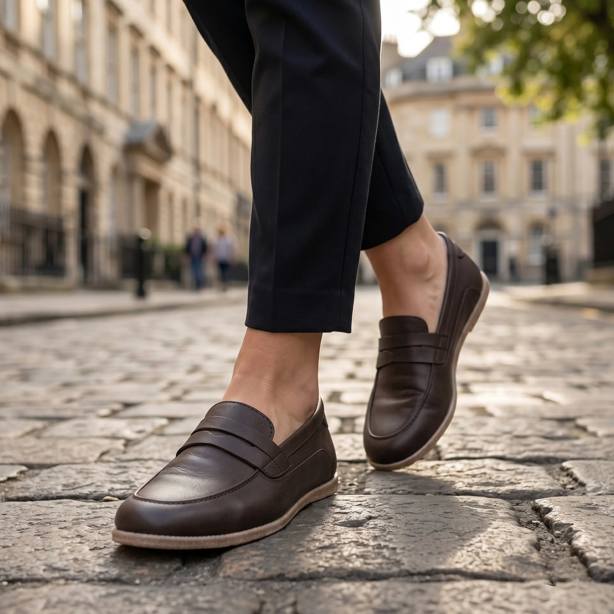 Smooth Barefoot Penny Loafer Shoes – Classic Sole — Leather Sole – Dark Brown
