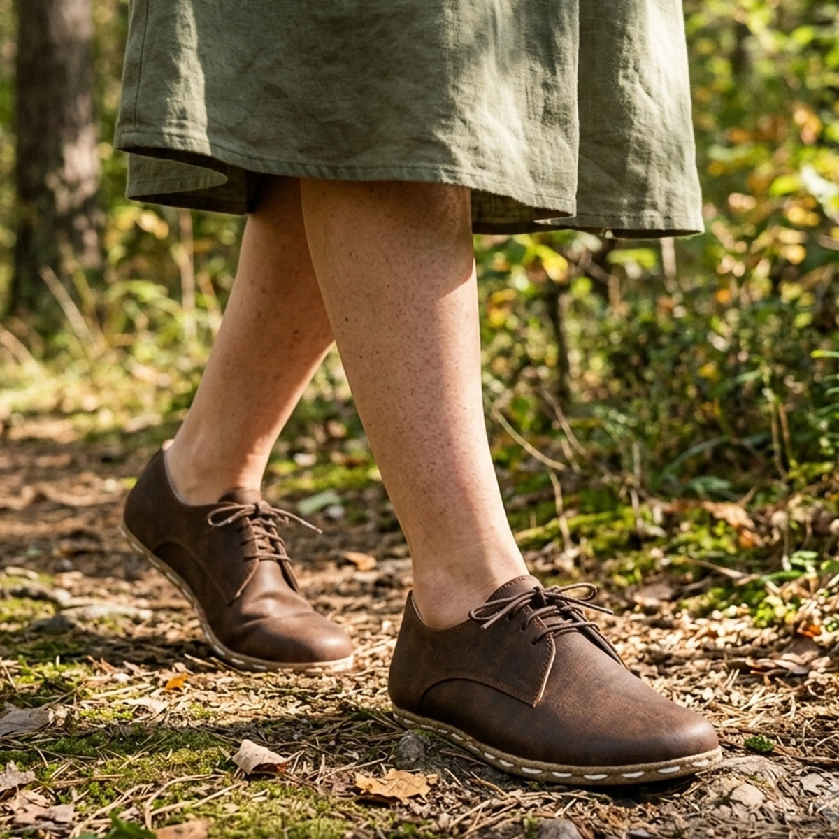 Crazy Barefoot Oxford Shoes — Leather Sole – Dark Brown