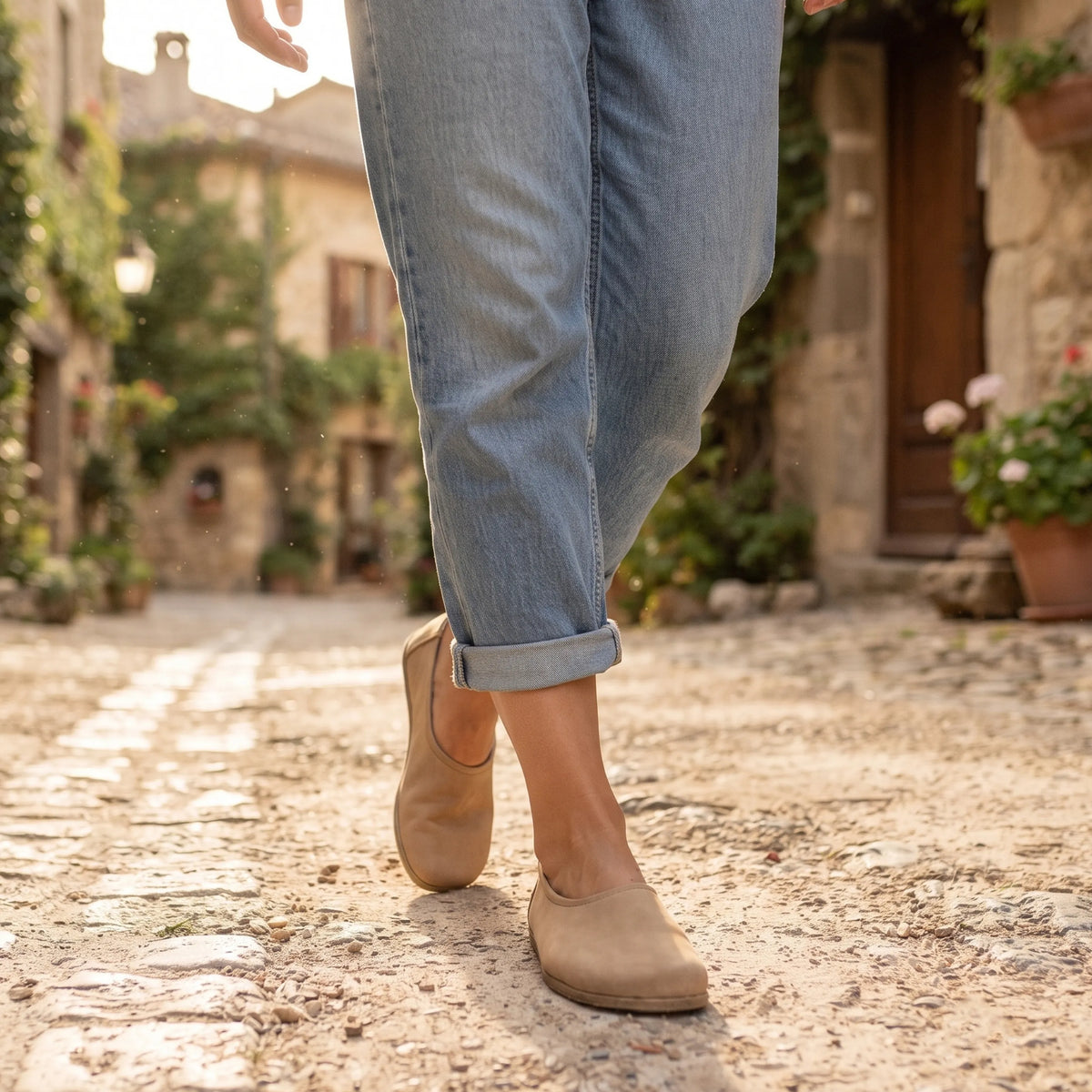 Nubuck Barefoot Ballet Shoes – Classic Sole — Leather Sole – Cream