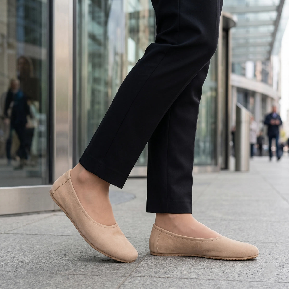 Nubuck Barefoot Ballet Shoes – Rubber Sole – Cream