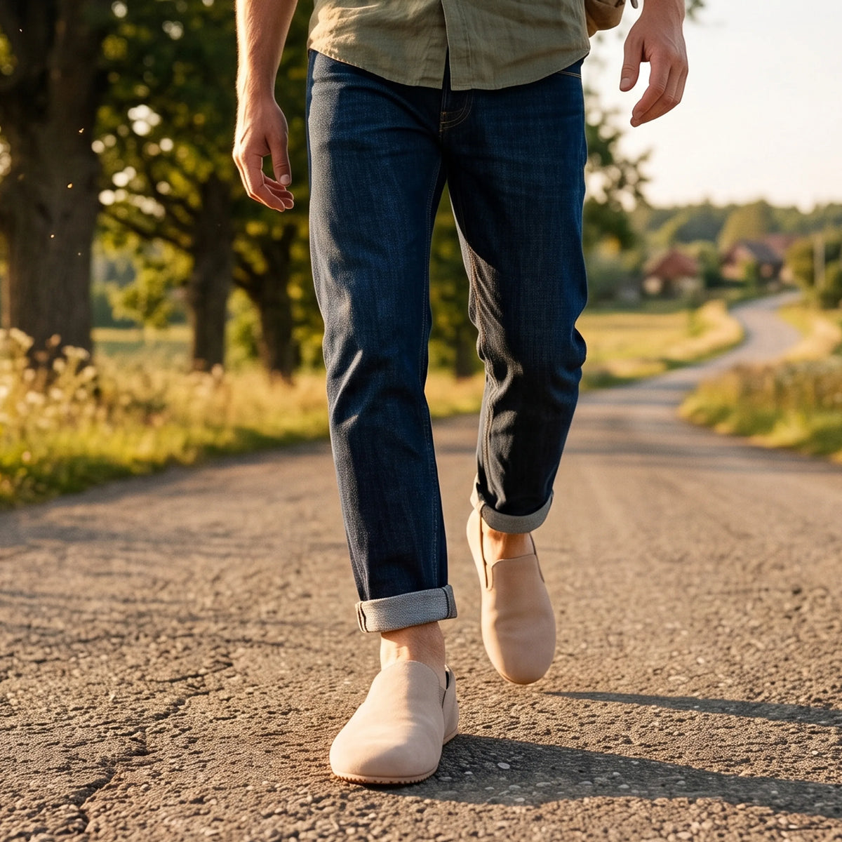 Crazy Barefoot Slip-On Shoes – Rubber Sole – Undyed Crust