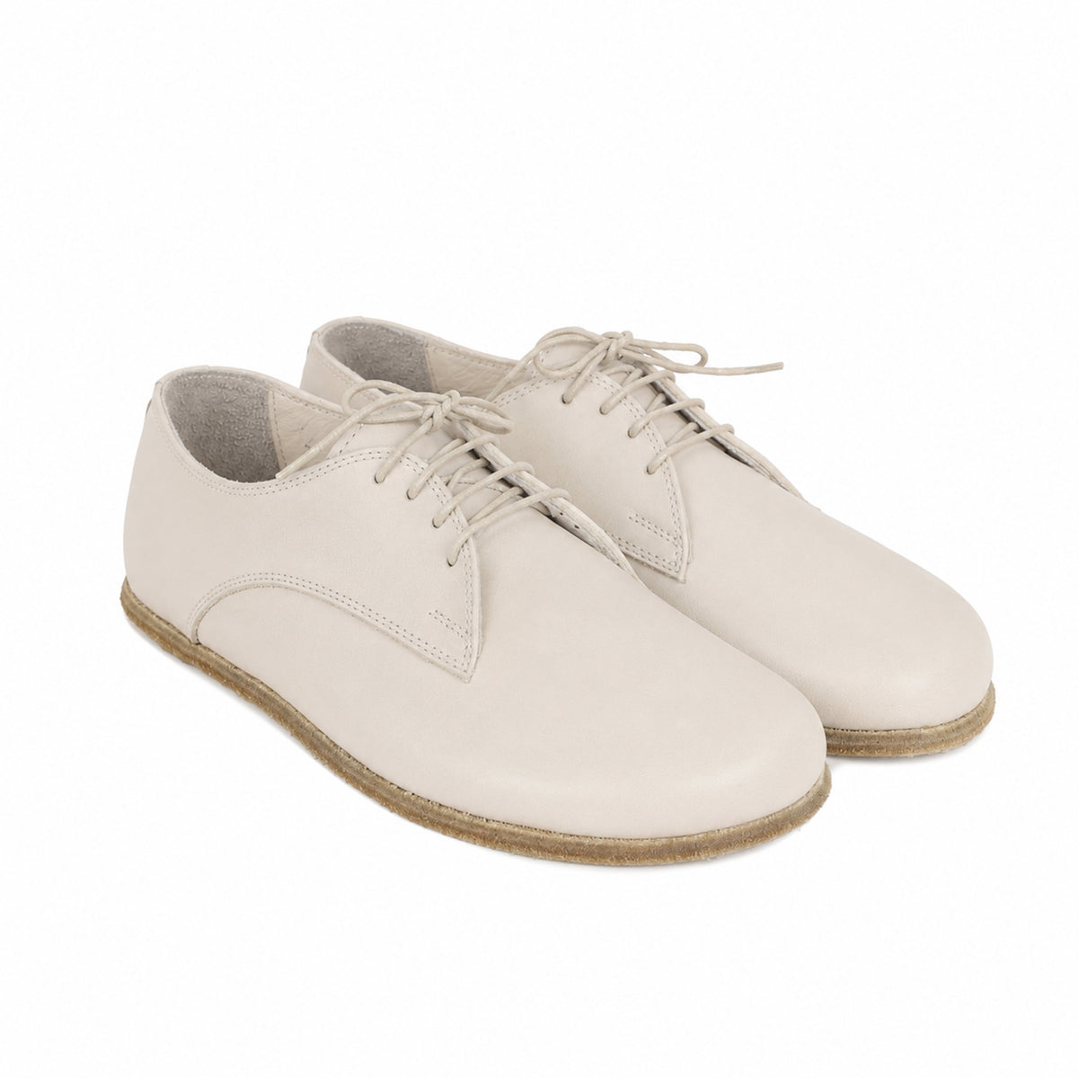 Smooth Barefoot Oxford Shoes – Classic Sole — Leather Sole – Cream