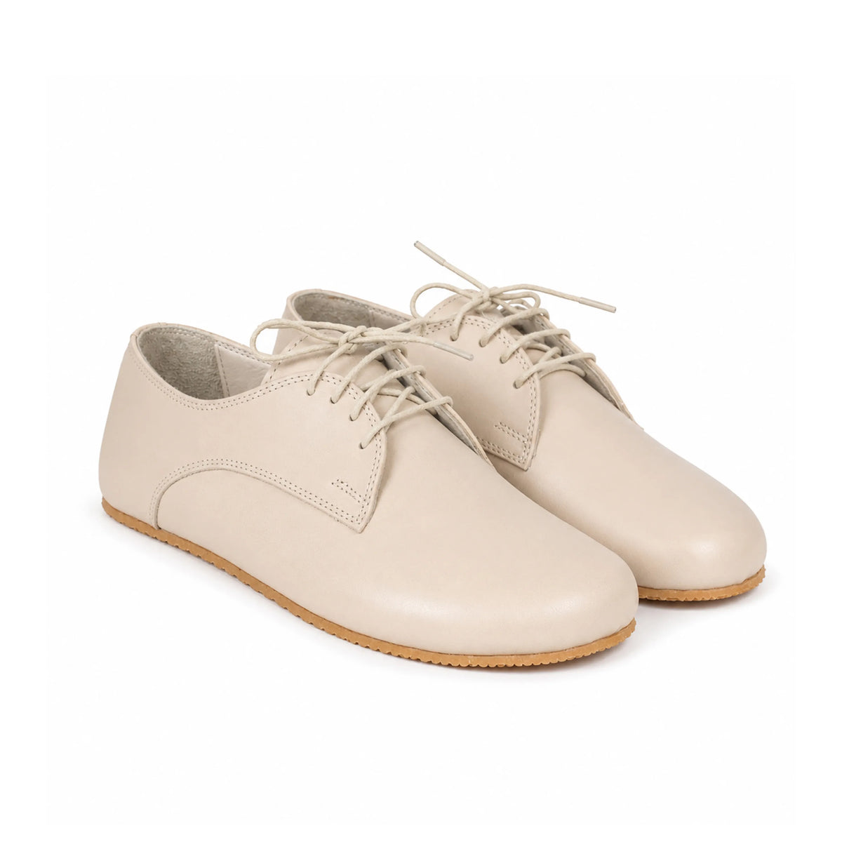 Smooth Barefoot Oxford Shoes – Rubber Sole – Cream