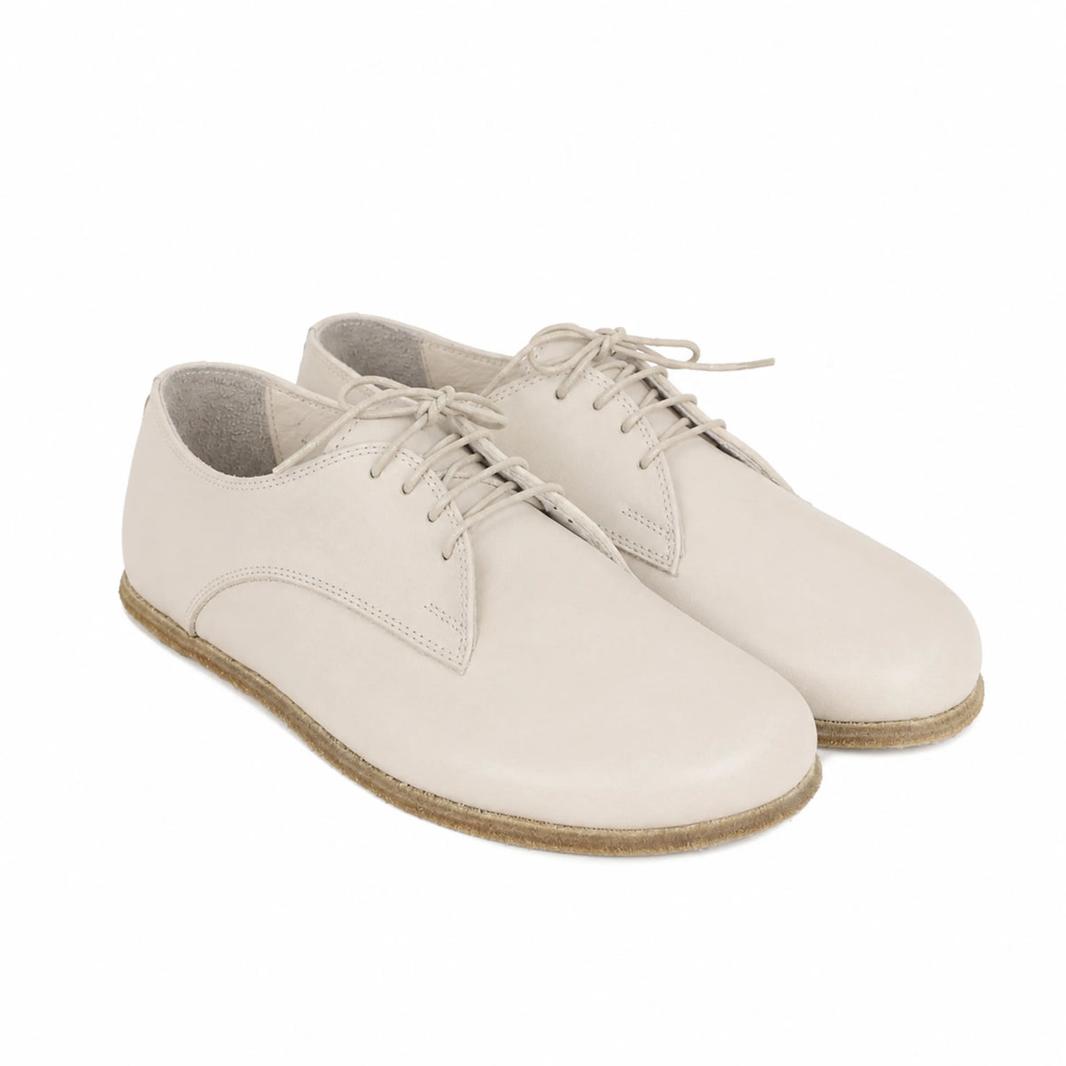 Smooth Barefoot Oxford Shoes – Classic Sole — Leather Sole – Cream