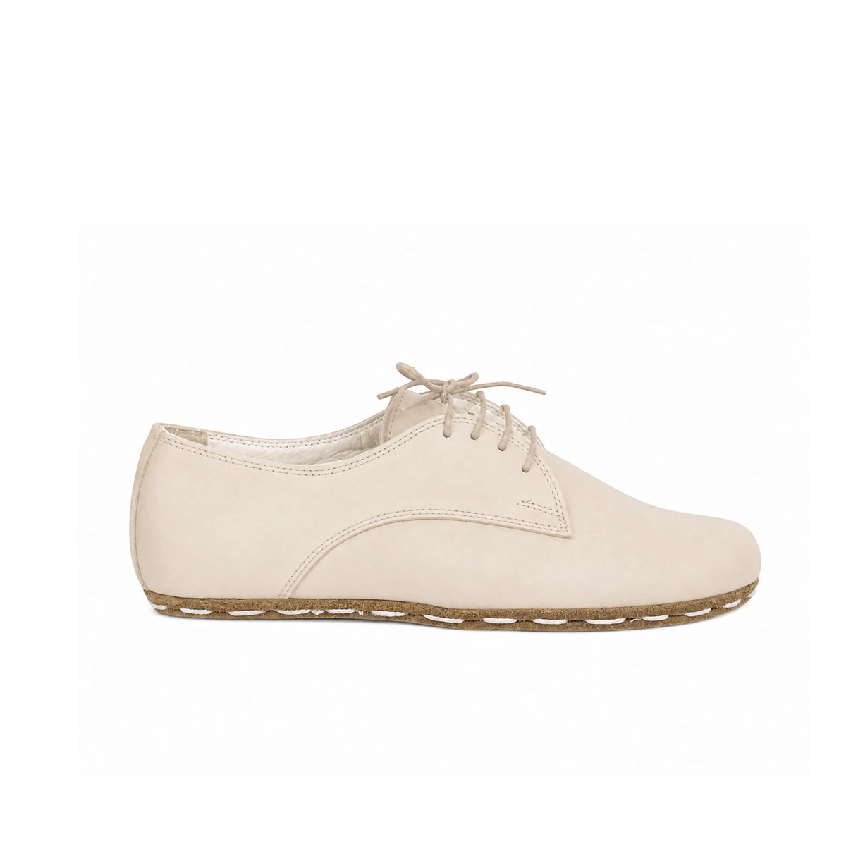 Smooth Barefoot Oxford Shoes — Leather Sole – Cream