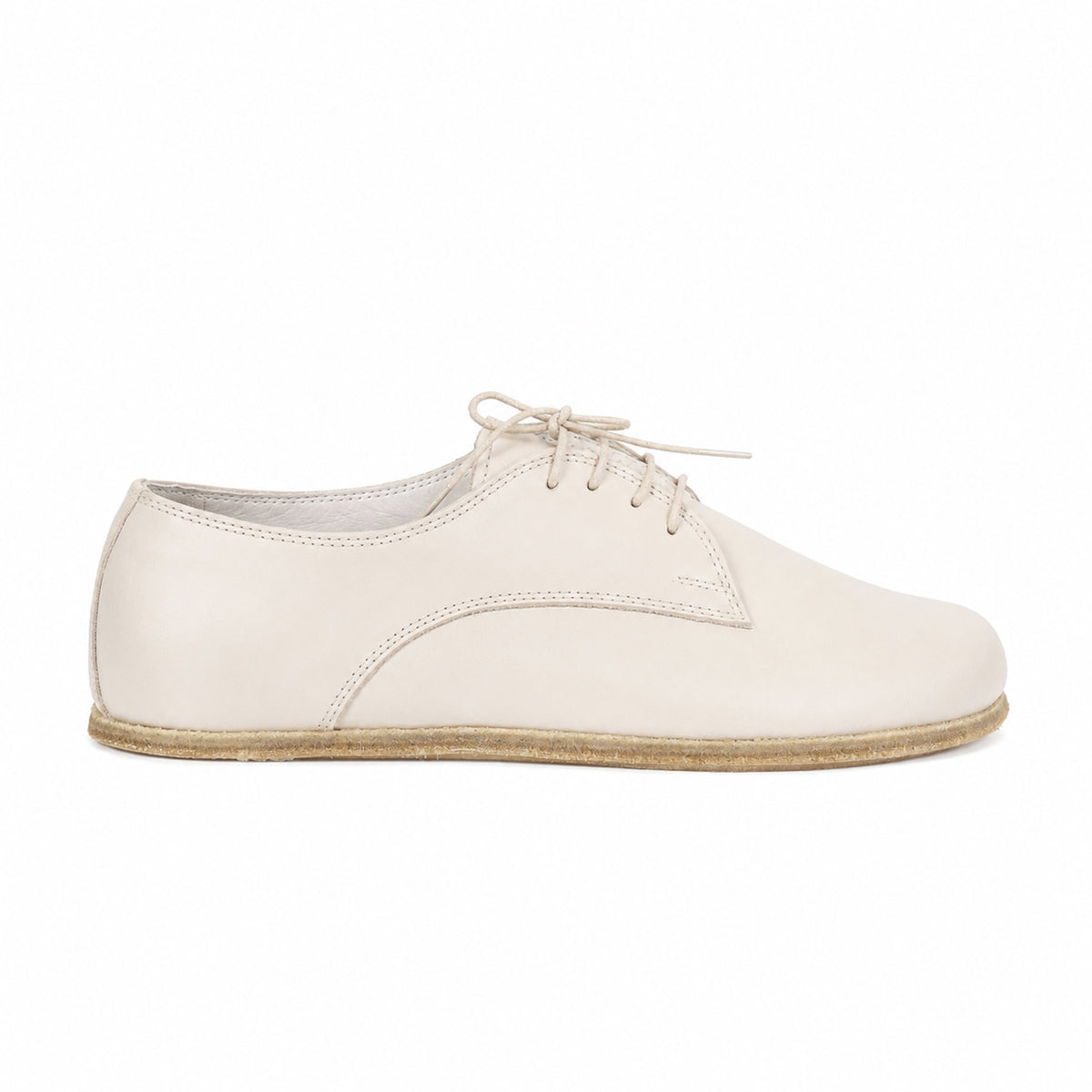 Smooth Barefoot Oxford Shoes – Classic Sole — Leather Sole – Cream