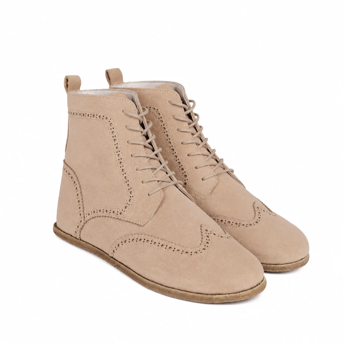Nubuck Barefoot Moccasin Boots Shoes – Classic Sole — Leather Sole – Cream