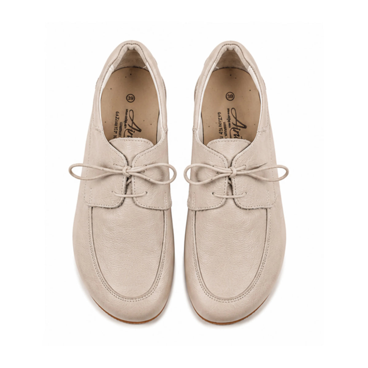 Smooth Barefoot Laces Penny Loafer Shoes – Rubber Sole – Cream