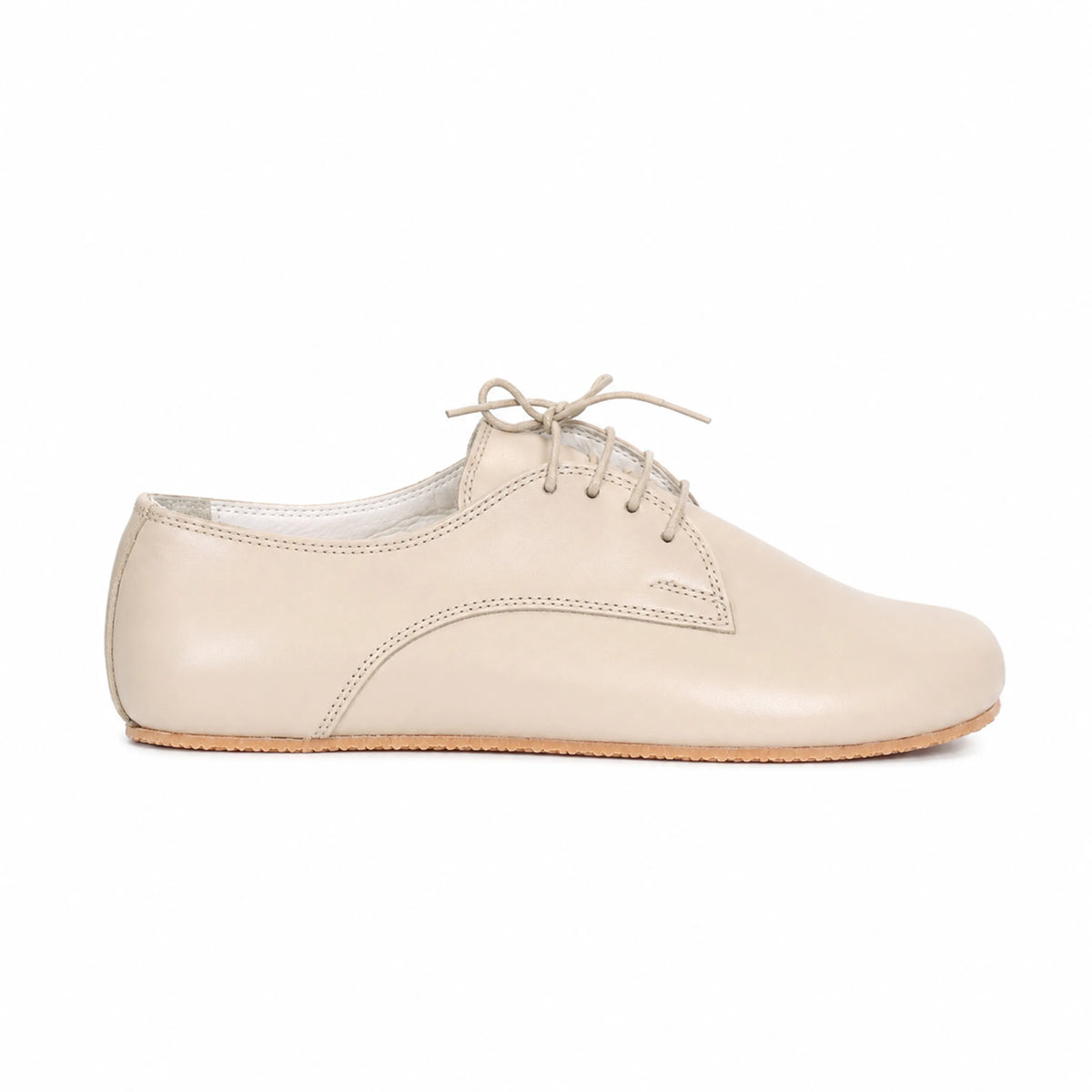 Smooth Barefoot Oxford Shoes – Rubber Sole – Cream